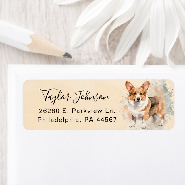 Cardigan Welsh Corgi Return Address Label (Insitu)
