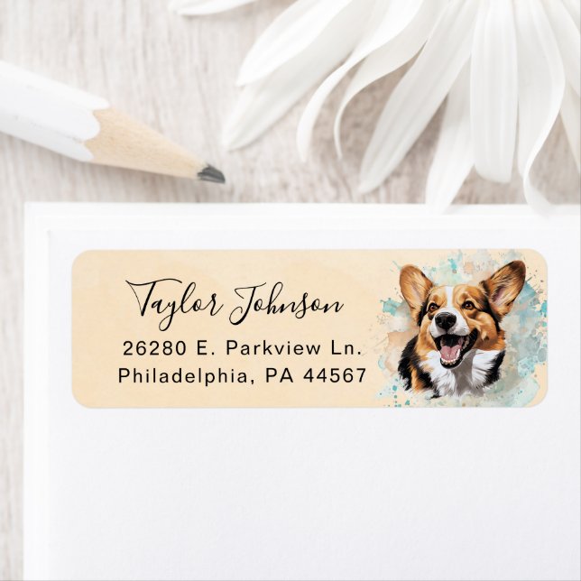 Cardigan Welsh Corgi Return Address Label (Insitu)