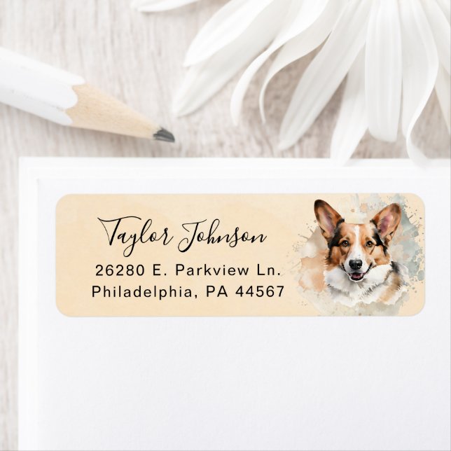Cardigan Welsh Corgi Return Address Label (Insitu)