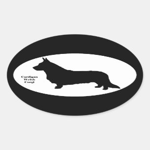 Cardigan Welsh Corgi SIlhouette Oval Sticker