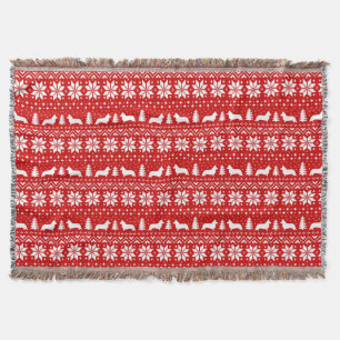 Cardigan Welsh Corgi Silhouettes Christmas Pattern Throw Blanket