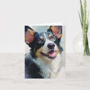 Cardigan Welsh corgi watercolor Card