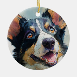 Cardigan Welsh corgi watercolor Ceramic Tree Decoration
