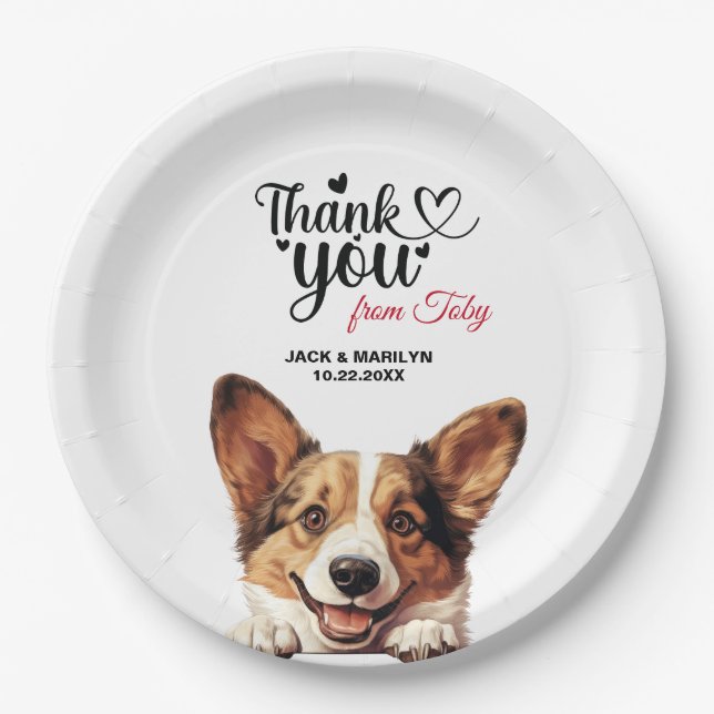 Cardigan Welsh Corgi Wedding Reception Paper Plate (Front)