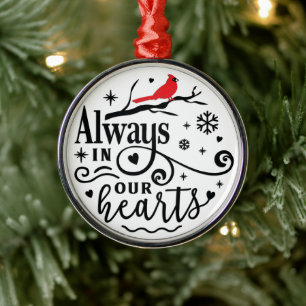 Cardinal/Always In Our Hearts Metal Tree Decoration