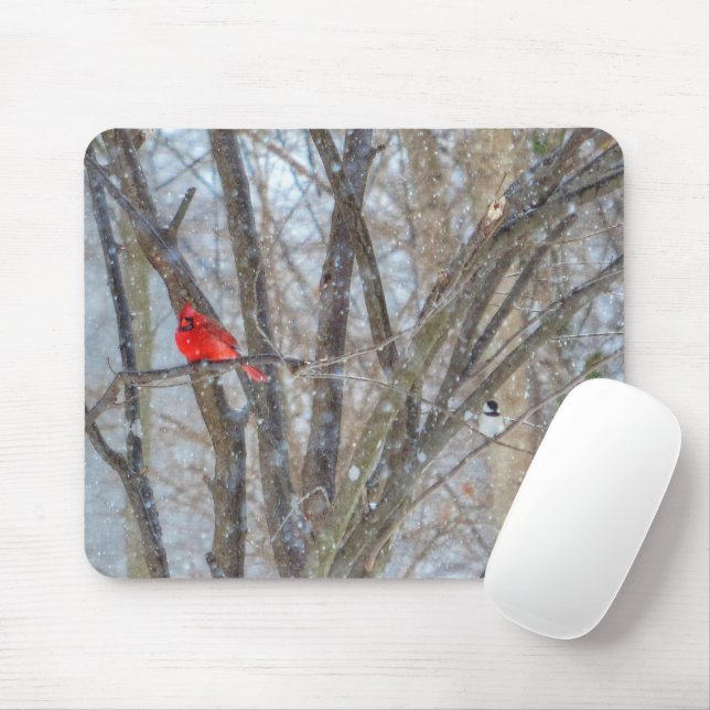 Cardinal and Chickadee Mouse Mat (With Mouse)