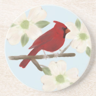 Cardinal and Dogwood Watercolor Coaster
