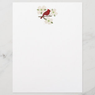 Cardinal and Dogwood Watercolor Letterhead