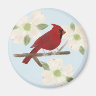 Cardinal and Dogwood Watercolor Magnet