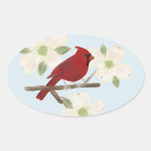 Cardinal and Dogwood Watercolor Stickers