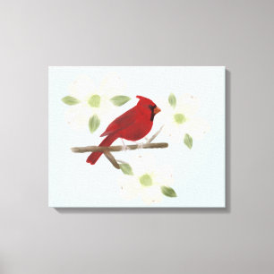 Cardinal and Dogwood Watercolor Wrapped Canvas