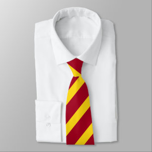 Cardinal and Gold Diagonally-Striped Tie