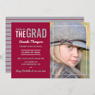 Cardinal and Grey Graduation Party Invitation