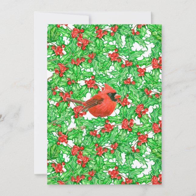 Cardinal and holly berry watercolor pattern (Front)