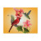 Cardinal and Hummingbird with Pink Lilies and Ivy