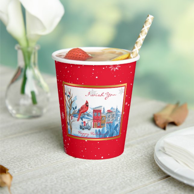 Cardinal And Landscape Customise Paper Cups (Insitu)