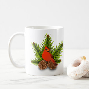 Cardinal and Pinecones Christmas Holiday Mug