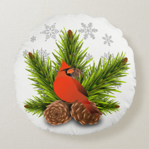 Cardinal and Pinecones Christmas Holiday  Pillow