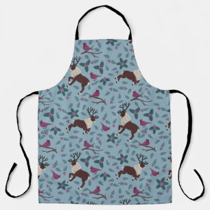 Cardinal and Reindeer Christmas Holiday Apron
