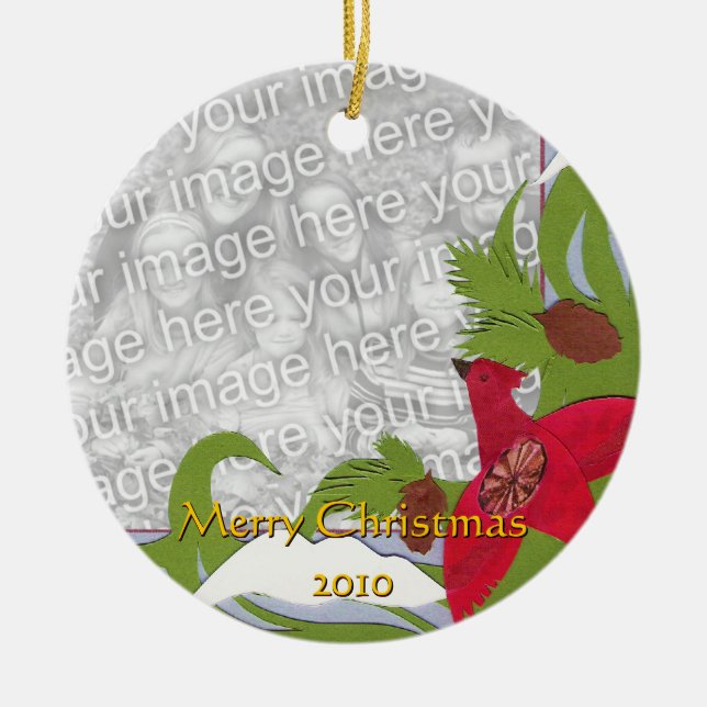Cardinal and Winter Scene Custom Ornament (Front)