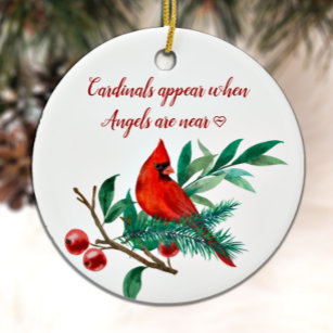 Cardinal Angels Remembrance Personalised Photo Cer Ceramic Tree Decoration