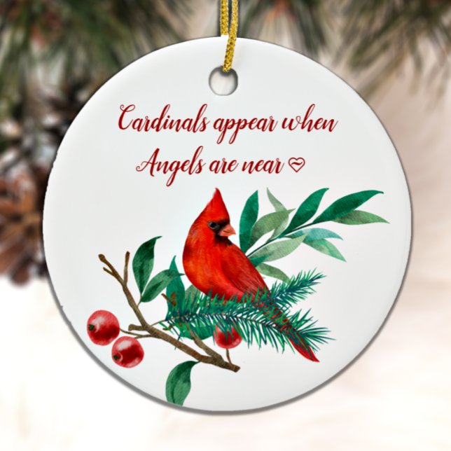 Cardinal Angels Remembrance Personalised Photo Cer Ceramic Tree Decoration (Creator Uploaded)