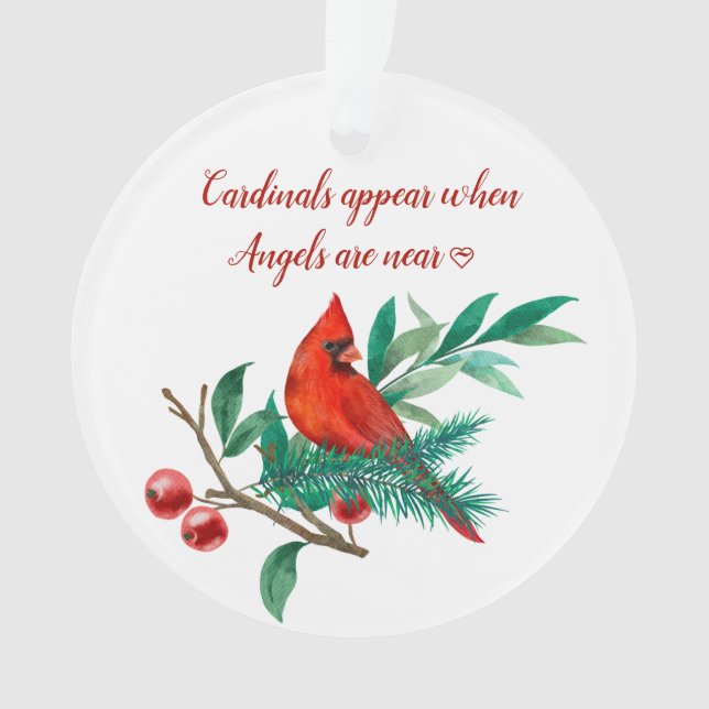 Cardinal Angels Remembrance Personalised Photo Ornament (Front)