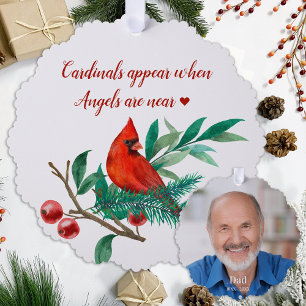 Cardinal Angels Remembrance Personalised Photo Tree Decoration Card