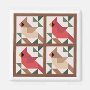 Cardinal Barn Quilt Magnet