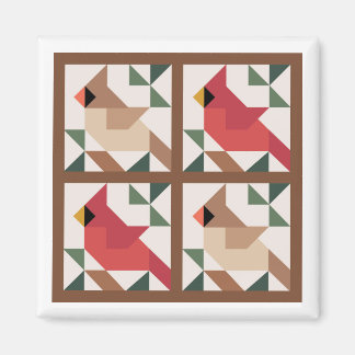 Cardinal Barn Quilt Magnet