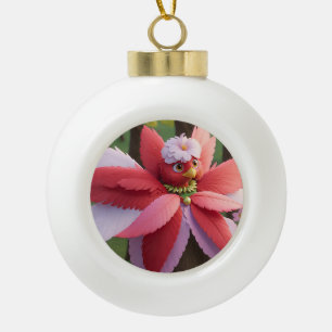 Cardinal Bee Christmas Ceramic Ball Christmas Ornament