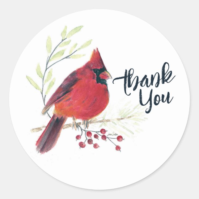 Cardinal Bird Art Classic Round Sticker (Front)