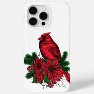Cardinal bird, Christmas illustration iPhone 15 Pro Max Case