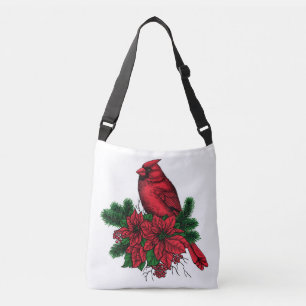 Cardinal bird, Christmas illustration Crossbody Bag