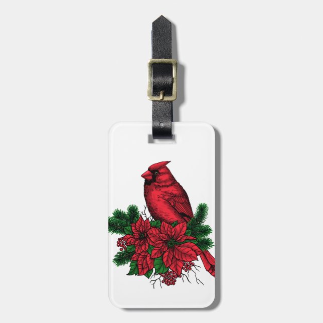 Cardinal bird, Christmas illustration Luggage Tag (Front Vertical)