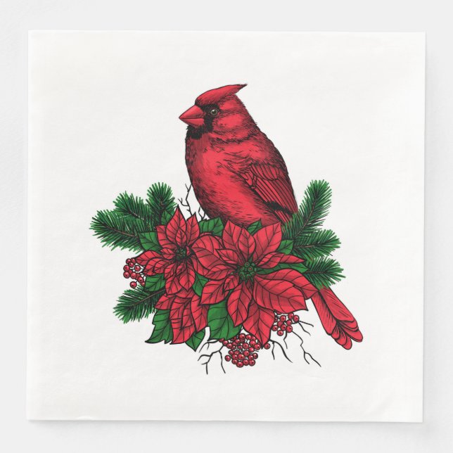 Cardinal bird, Christmas illustration Napkin (Front)