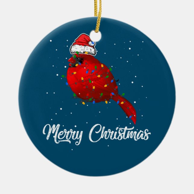 Cardinal Bird Christmas Light Costume Cardinal Ceramic Tree Decoration (Front)