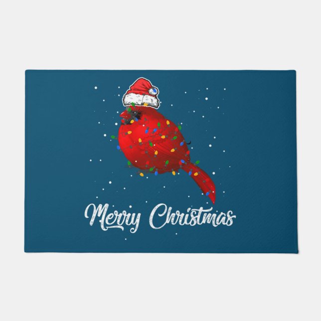 Cardinal Bird Christmas Light Costume Cardinal Doormat (Front)