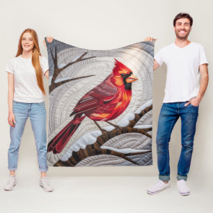 Cardinal Bird Fleece Blanket – Red Cardinal on 