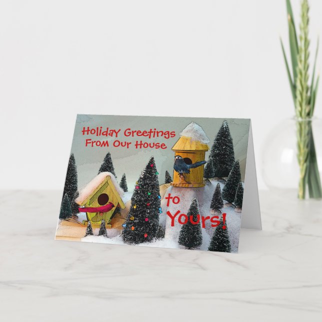 Cardinal Bird House holiday card (Front)