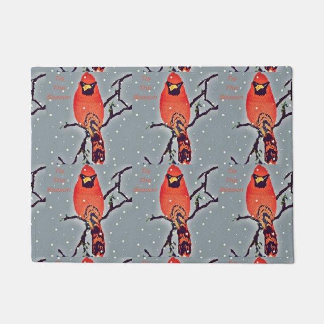 Cardinal Bird In Snowfall Doormat (Front)