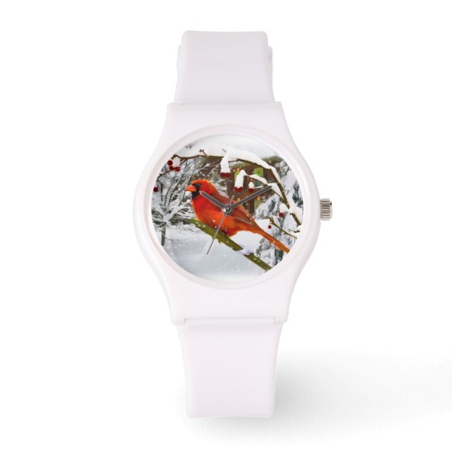Cardinal Bird in the Snow Watch (Front)