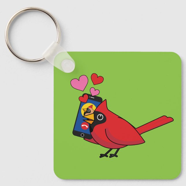 Cardinal Bird Love Mating Calls Key Ring (Front)