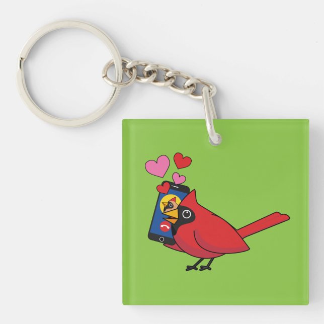 Cardinal Bird Love Mating Calls Key Ring (Front)