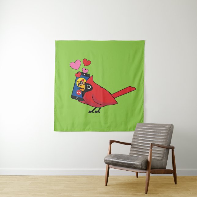 Cardinal Bird Love Mating Calls Tapestry (In Situ)