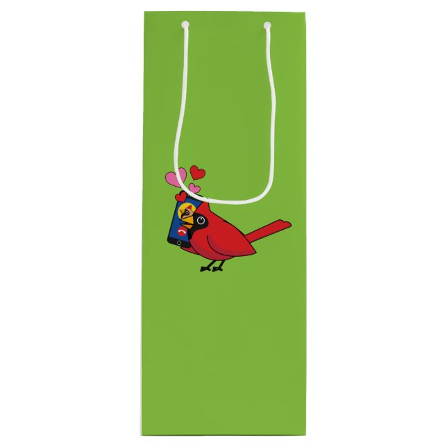 Cardinal Bird Love Mating Calls Wine Gift Bag (Front)