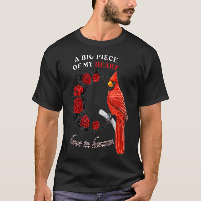Cardinal Bird My Heart Lives In Heaven Native  T-Shirt (Front)