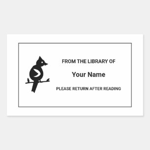 Cardinal Bird Personalised Library Bookplate Rectangular Sticker