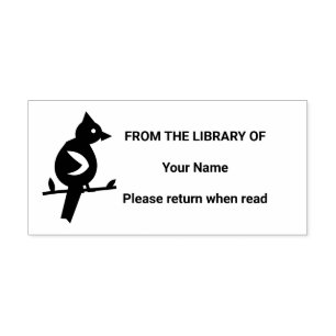 Cardinal Bird Personalised Library Self-inking Stamp