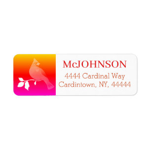 Cardinal Bird Red Pink Orange Ombre Modern Address